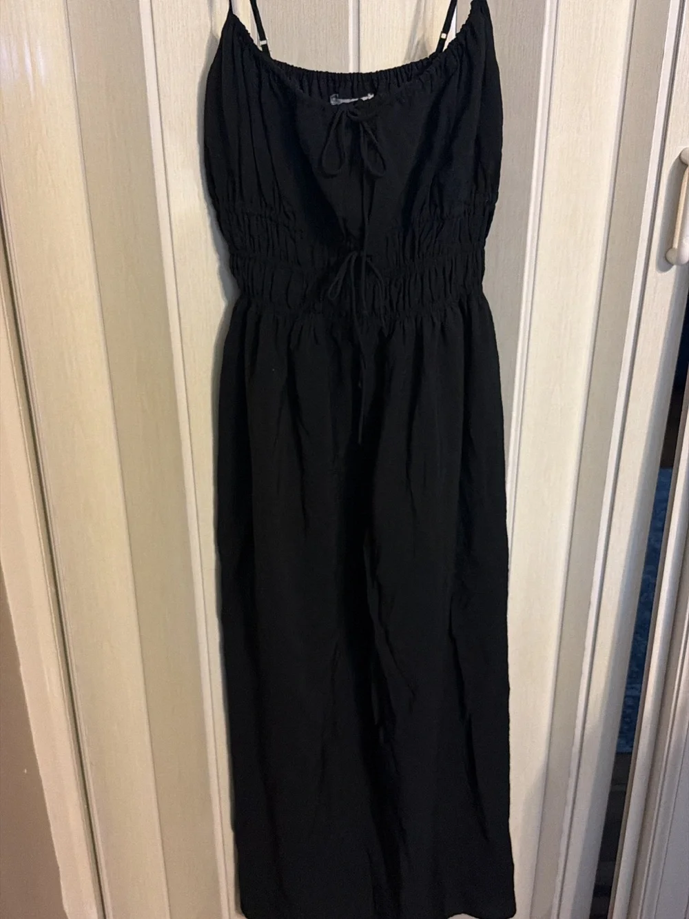 Abercrombie & Fitch Black Spaghetti-Strap Maxi Dress with Smocked Bodice